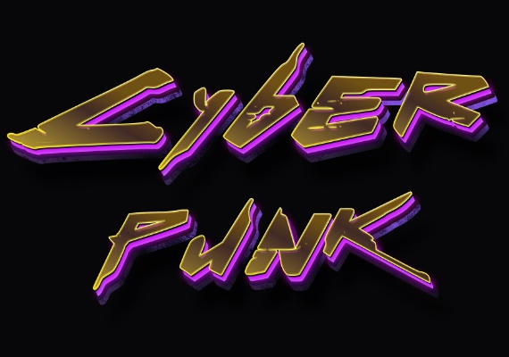 Gorgeous Cyberpunk Font Inscription with Cyberpunk Effect
